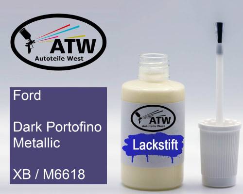Ford, Dark Portofino Metallic, XB / M6618: 20ml Lackstift, von ATW Autoteile West.